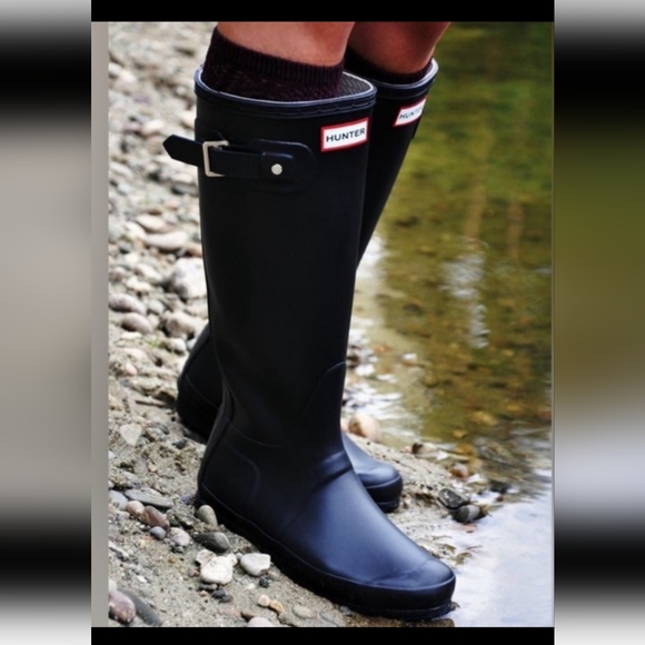HUNTER Black Matte Original Tall Rain Boots Women’s Size 9 - Picture 2 of 9